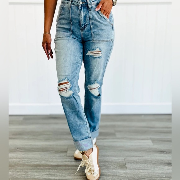 Judy Blue Denim - 🦄 Judy Blue Front Patch Pocket Boyfriend Jeans